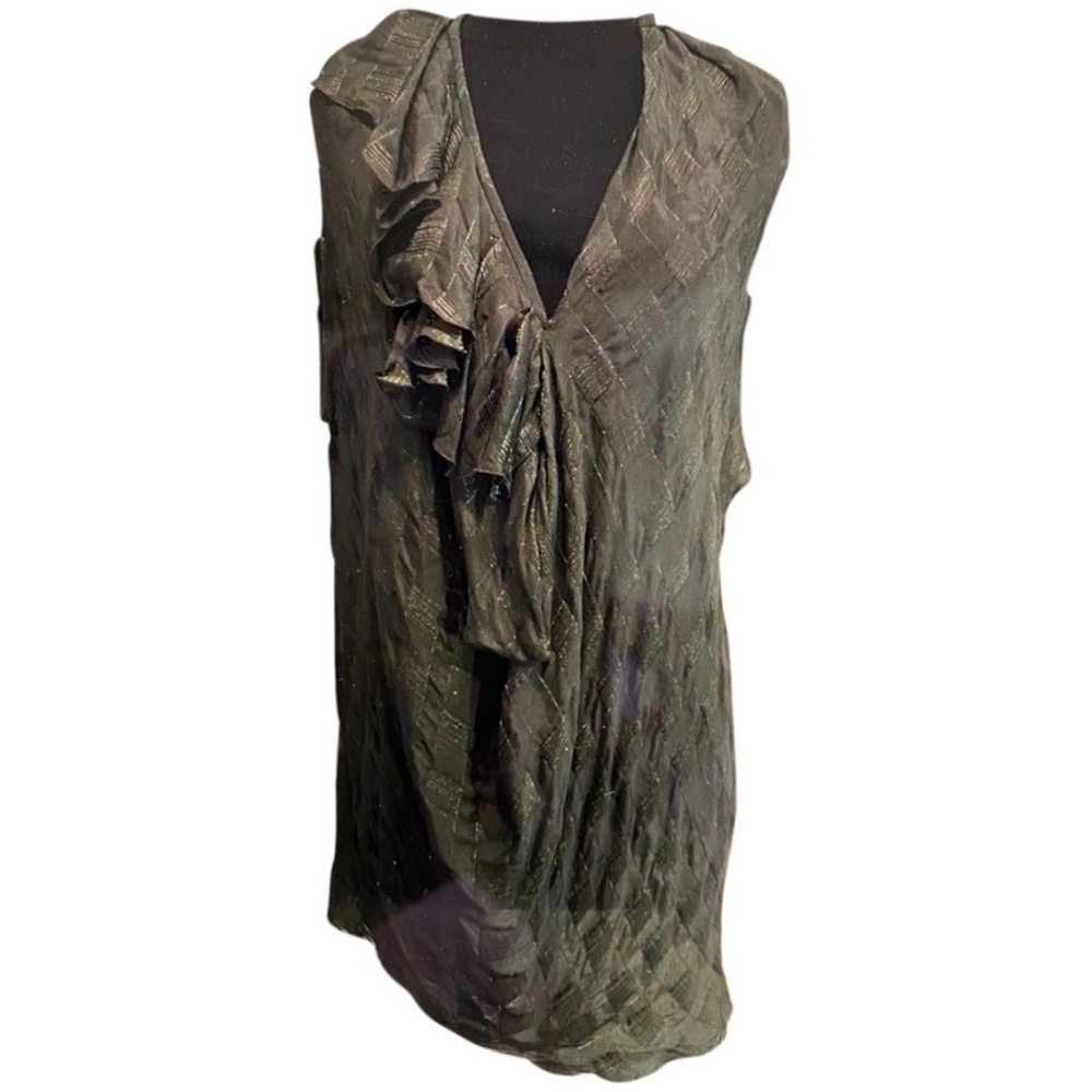 Yigal Azrouel silk blend army green and gold tunic